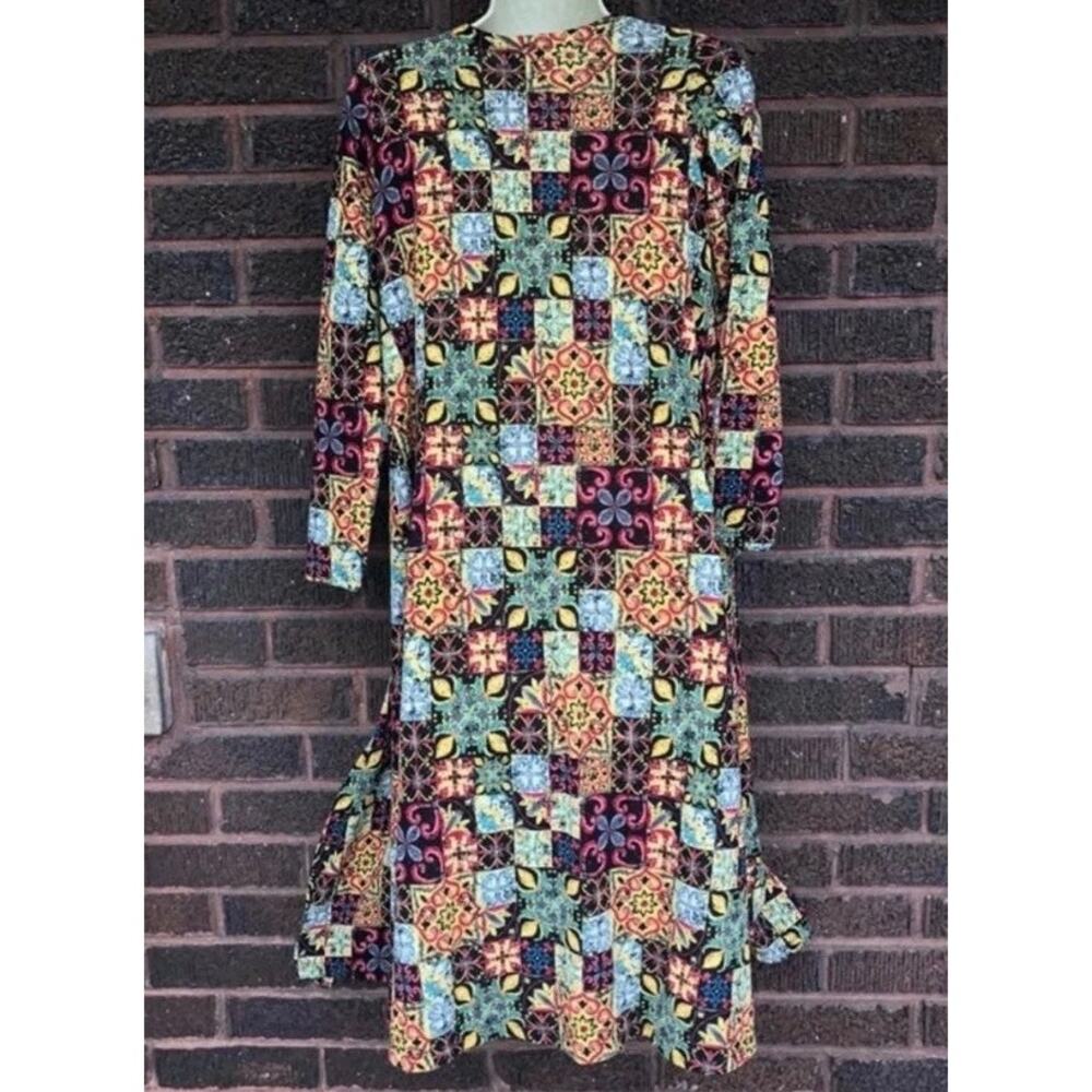 LuLaRoe Sarah Multicolor Stained Glass Moroccan Mosaic Duster Open Cardigan XS - Picture 2 of 9